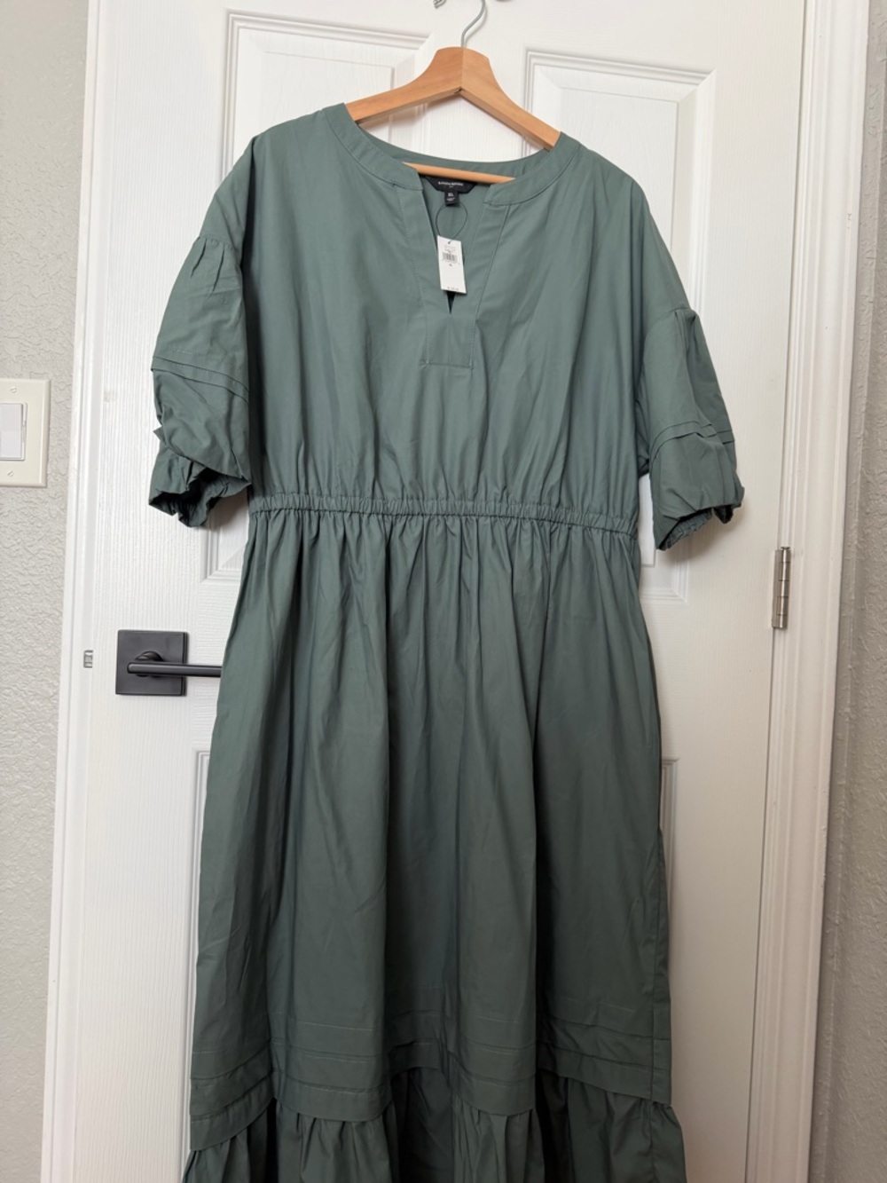 NWT Banana Republic Factory XL Tiered Maxi Dress in Slate Green